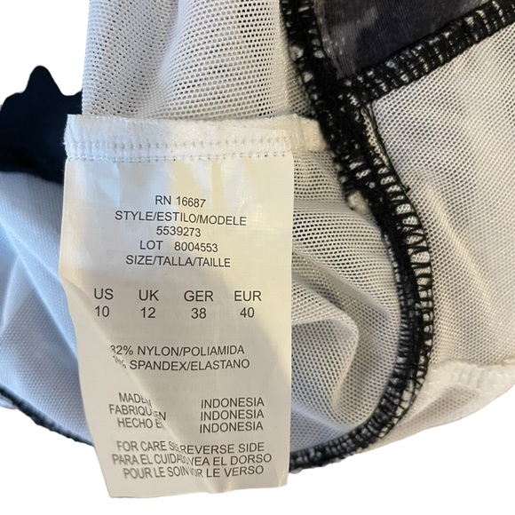 Swim Solutions Triple Tier Fauxini Black White One Piece Bathing Suit Size 10 - Picture 8 of 9